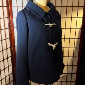 Gap Pea Duffel coat, Blue and white striped lining size small navy blue